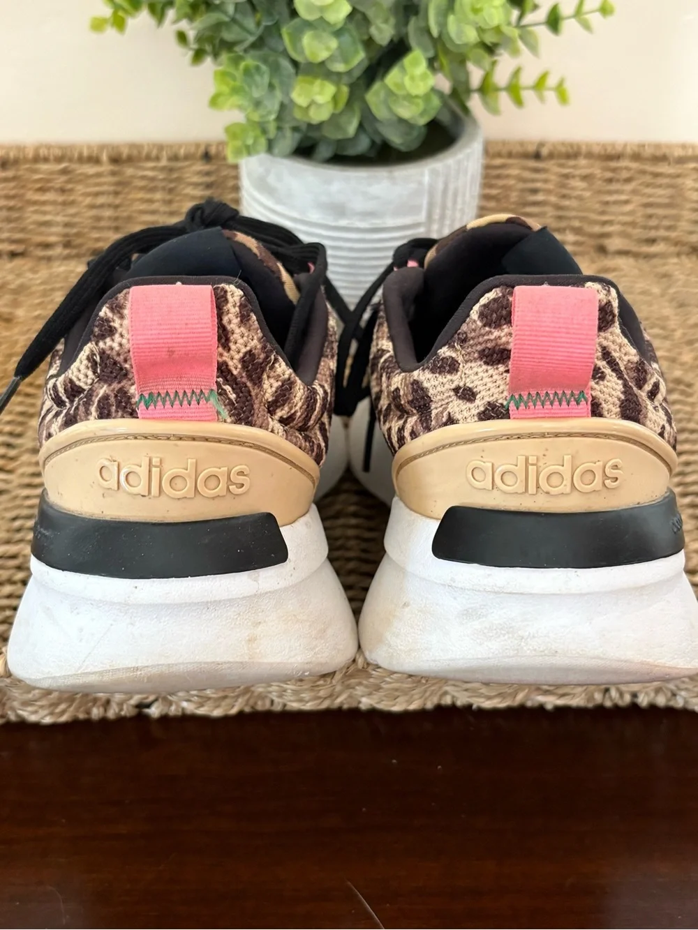 Kids Leopard Print Athletic Sneakers in Brown and Pink - Picture 3 of 5